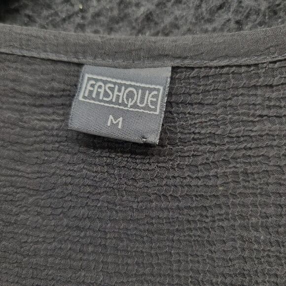 Fashque Womens Blouse Black Size Medium 100% Polyester Long Sleeve Pullover - Picture 6 of 12